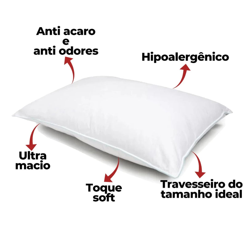 Kit 4 Travesseiros Pluma do Ganso – Antialérgicos